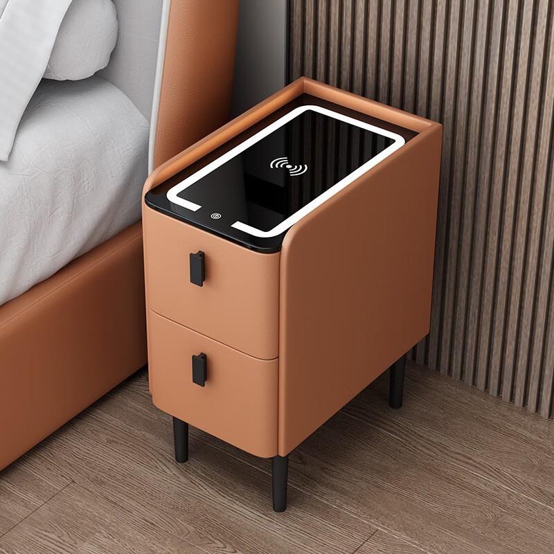 Yumei Minimalist Smart Bedside Table with LED & Wireless Charger