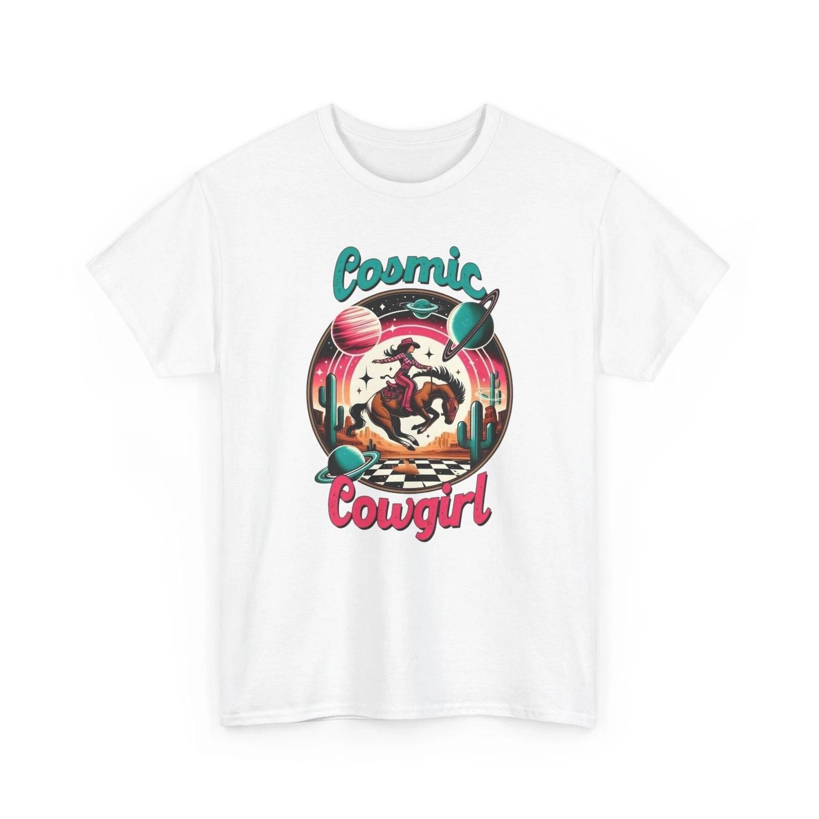 Cosmic Cowgirl Graphic T Shirt Unisex Heavy Cotton Tee S