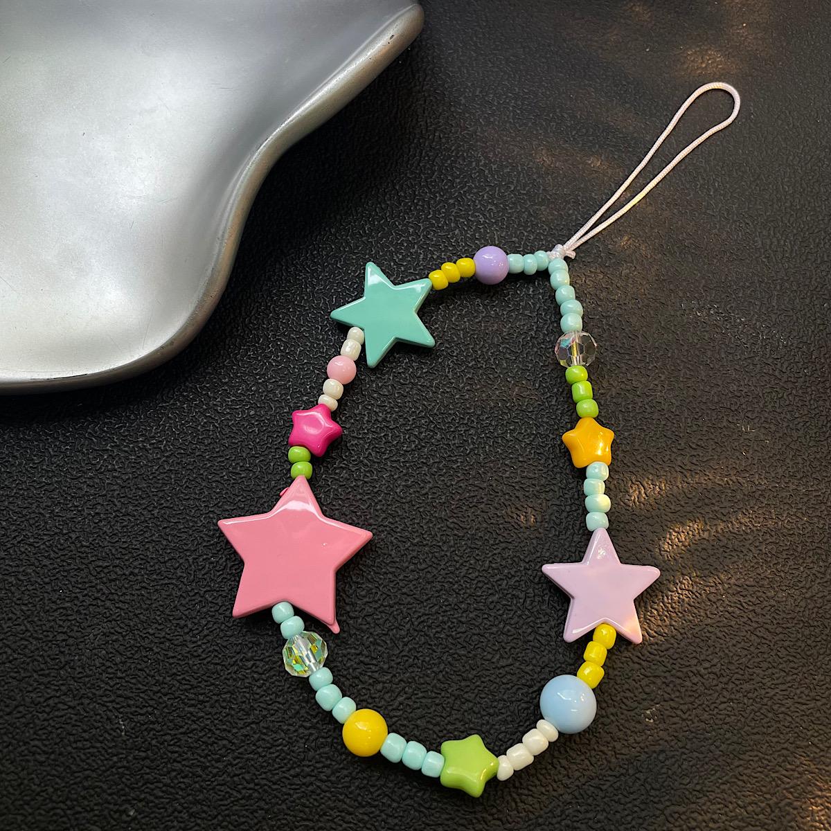 

Colorful Star Phone Lanyard for Students Ins Style Short Strap Anti Lost Keychain for Bags CCD Camera Accessories