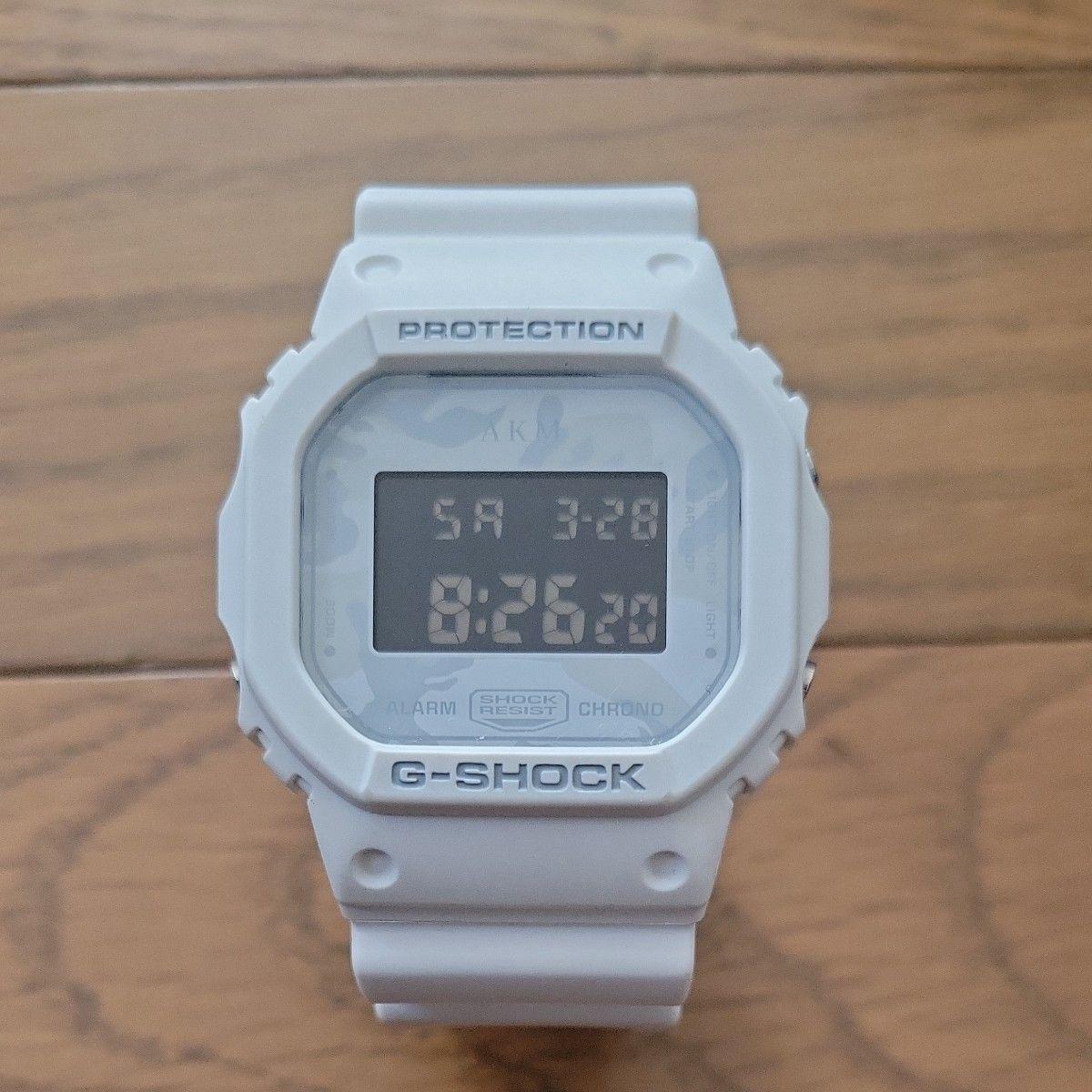 Casio G-SHOCK AKM collaboration DW-5600VT white camouflage watch