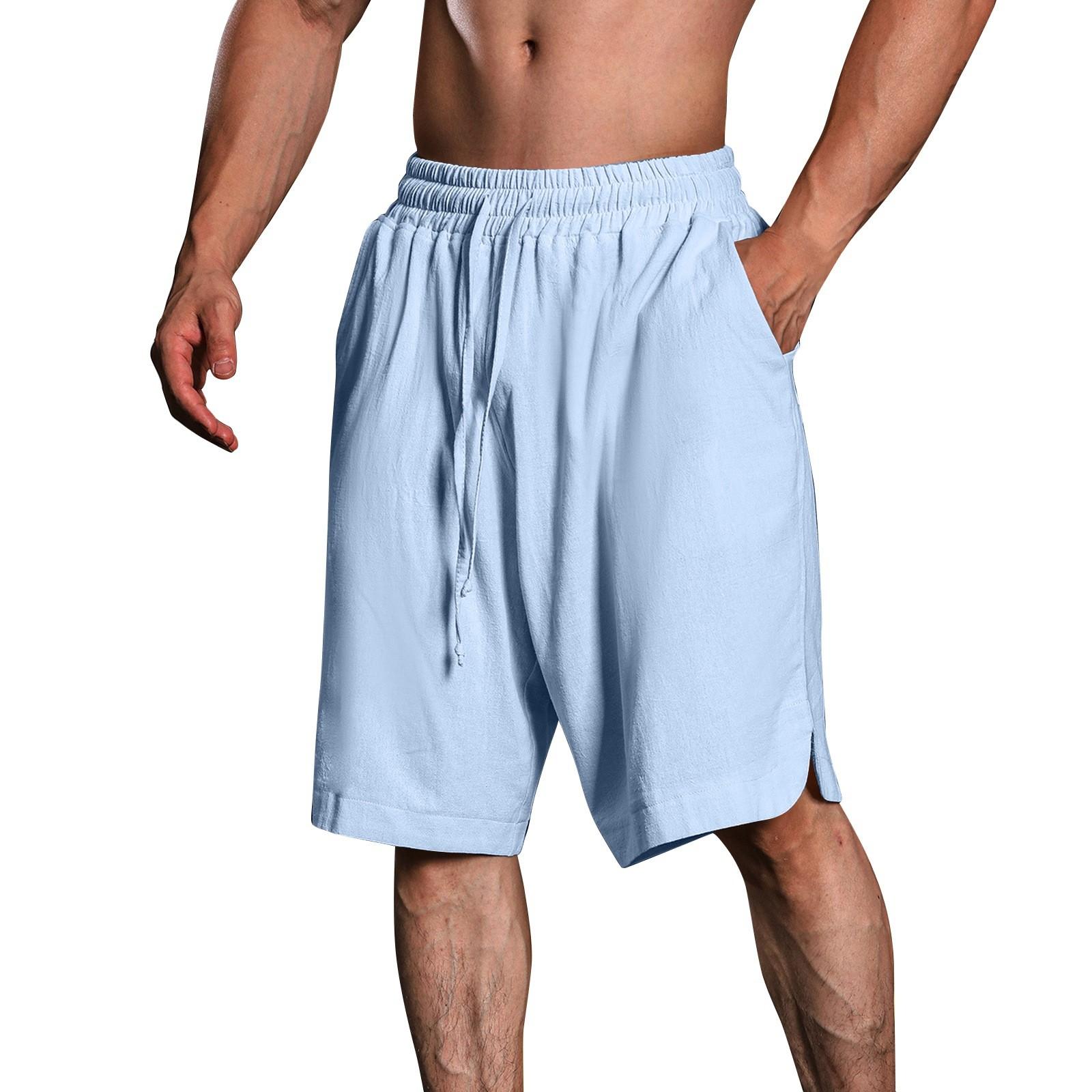 

Чоловічі повсякденні шорти на шнурках. Чоловічі дихаючі шорти з бавовни та льону M