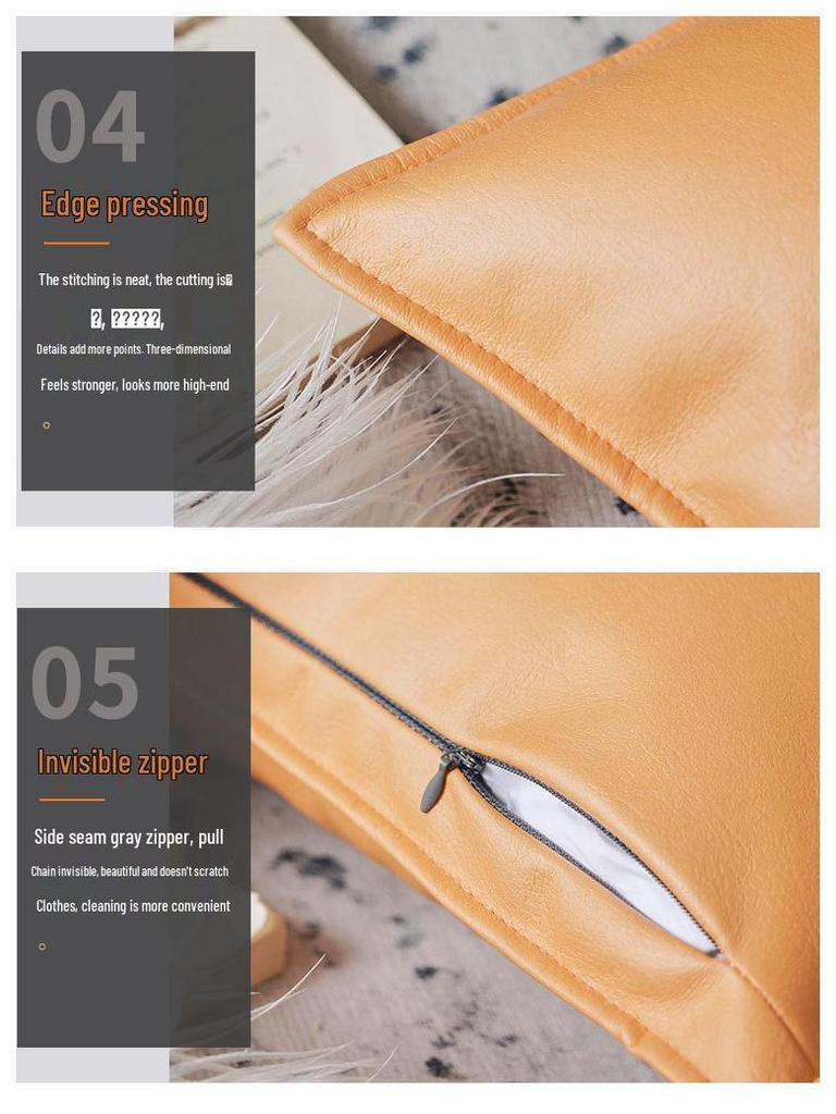 Luxury Retro Faux Leather Pillow Cover with Lychee Pattern - Soft Headboard, Office Cushion, Sofa Throw.