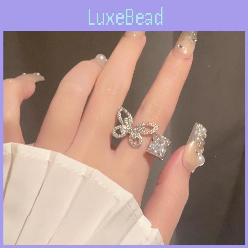 Exquisite Butterfly Sugar Cube Ring For Women Adjustable Geometric Fashion Jewelry 2024