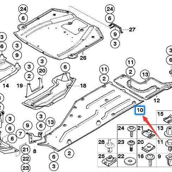 BMW 7 Series E65/E66 Body Underguard Parts 51717020533 & 51717020534