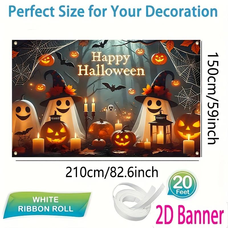 1Pcs Spooky Pumpkin Ghost Bat Decoration Background Halloween Backdrop Decorations For Photo Studio Photo Booth Halloween Party