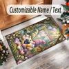 Gnome Theme Crystal Velvet Rug Personalized Custom Name Text Soft Floor Mat Home Decor