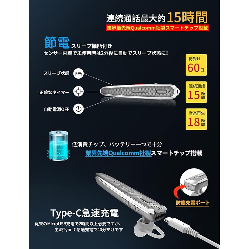 Lavodio wireless earphones Bluetooth headset [aptX™& aptX™ HD, SBC/AAC compatible Dual microphone ENC noise reduction technology Connect 2 devices at