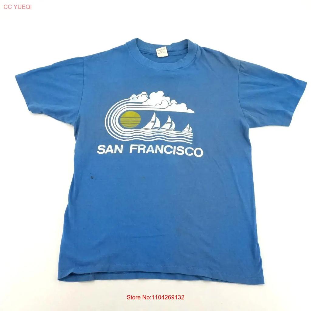Vintage Sunstrokes San Francisco Blue T Shirt Size L Vintage Versatile Slightly Casual Comfortable Designer Clothes