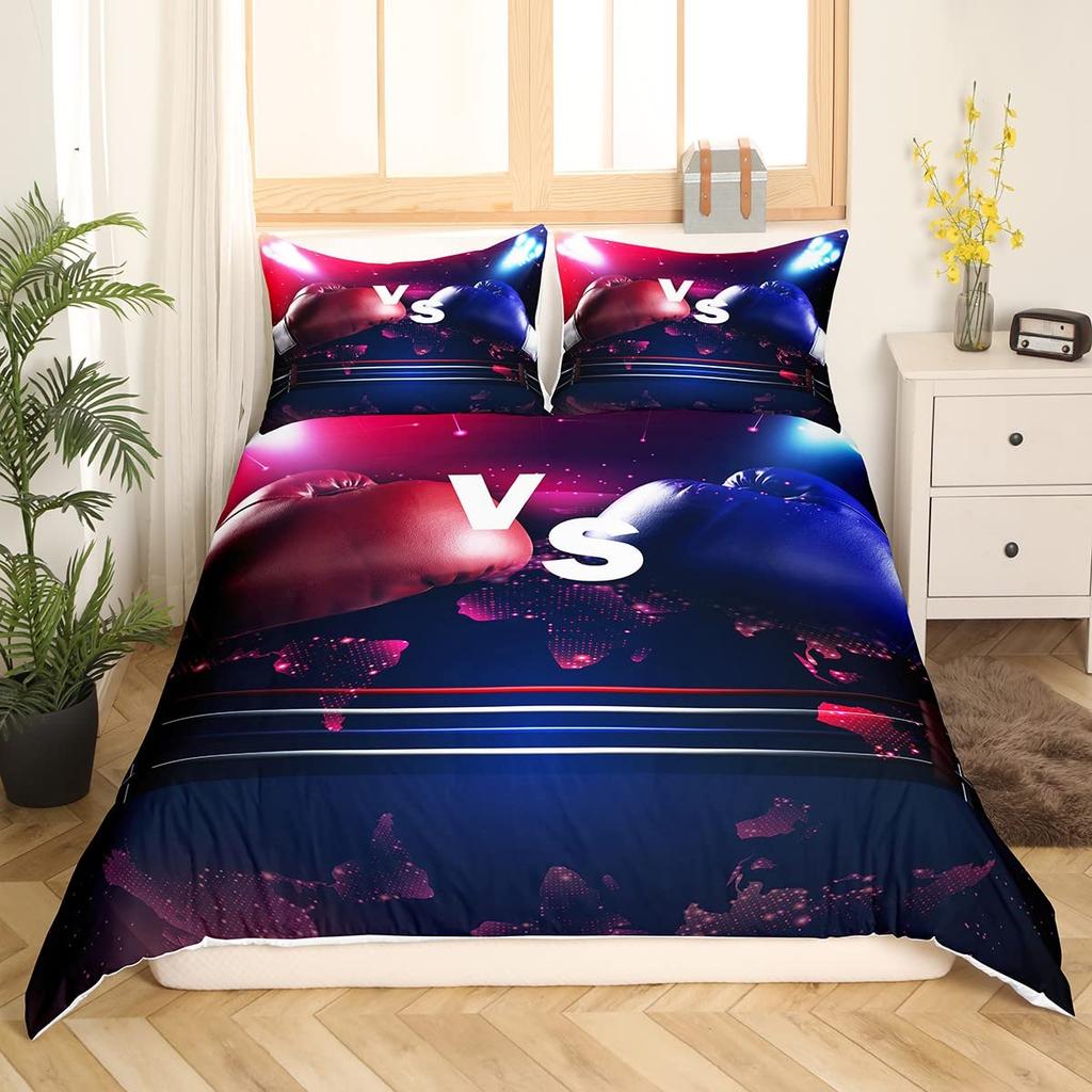 Boxen Königin Bettbezug Gamer Wettbewerbs Sport Bettwäsche Set Galaxie Hell Bunt Steppdeckenbezug Polyester Bettdeckenbezug