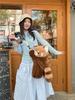2026 Large & Small Raccoon Fur Plush Backpack - Cute Crossbody Bag for Women & Students, Lying Down Doll Toy