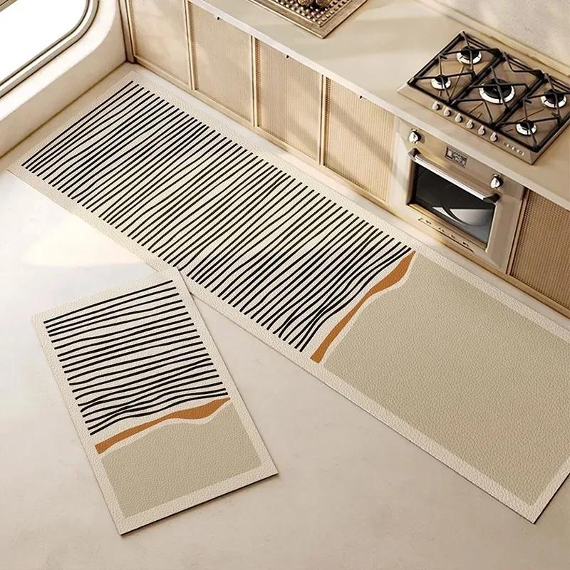 Kitchen Floor Mat Pvc Leather Waterproof Carpet Non-slip Oil-proof Foot Mats Long Carpets Japanese Home Decoration Rug