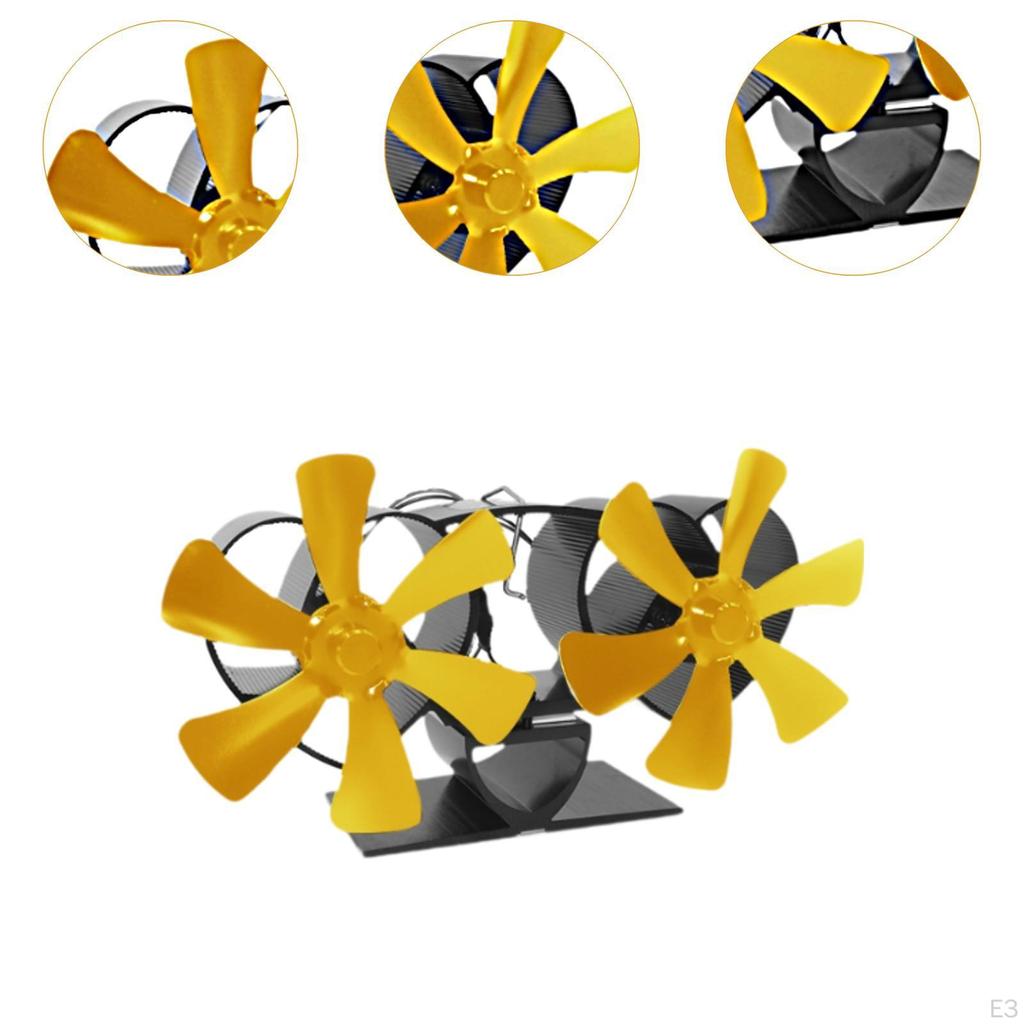 Fireplace Fan 12 Blade Heat Powered Wood Furnace for Combustion House