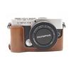 SIUTATDSH PU Leather Camera Case for Olympus PEN E-P7 EP7, Shockproof, Portable, Tripod Mountable, and Battery Replacement Included (Brown)