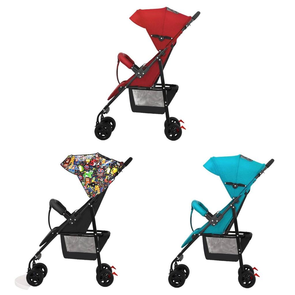 Portable Stroller Baby Onehand Folding Pushchair Adjustable Footrest Backrest