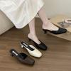 Temperament Baotou Shoes Early Spring High Heel Square Head Half Slippers French Women's Outer Wear 2025 New One-Pedal Muller Shoes
