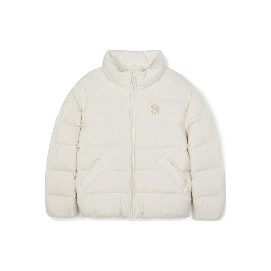 MLB New York Yankees einfarbige kurze Reißverschluss-Pufferjacke Damenjacken Weiß 3FDJB0736-50CRS M white