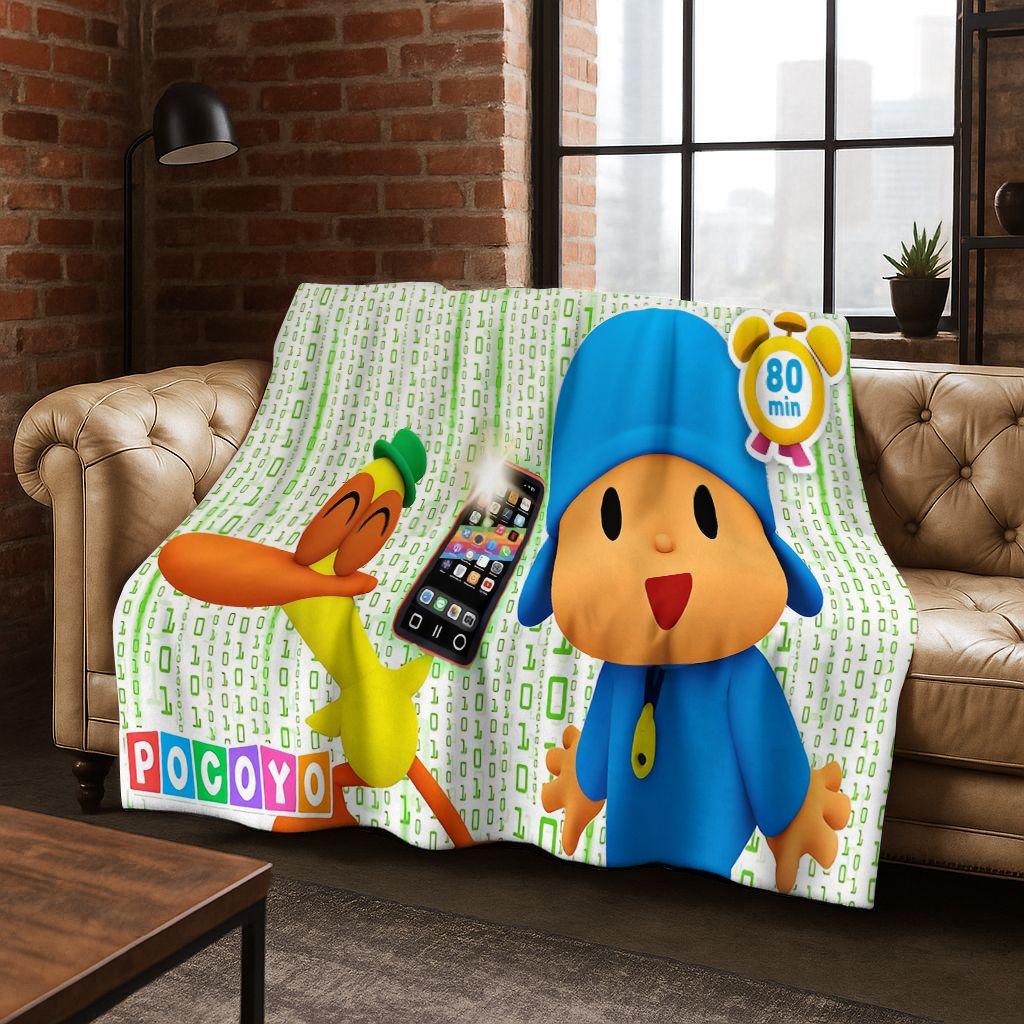 P-Pocoyo Elly Pato Cartoon Flanelldecke Weiche Warme Überwurfdecke für Bett Schlafzimmer Zimmer Wohnzimmer Reise Picknick Kindergeschenk