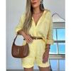 YYFS Pantaloni da donna moda casual primavera autunno stampa tinta unita manica lunga collo a polo pantaloni tute