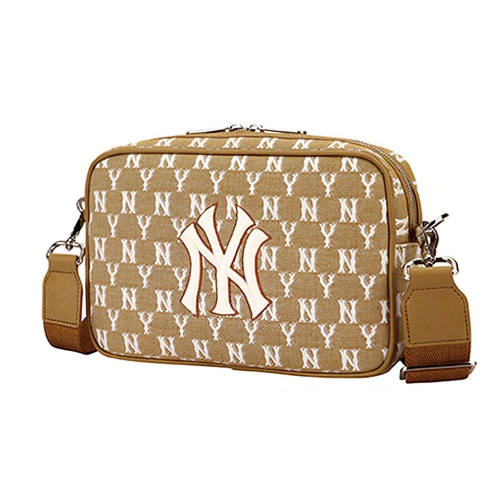 New MLB Monogram Collection Fabric Combo Bag Crossbody Bag Shoulder Bag Women's Khaki 32BGDC111-50B