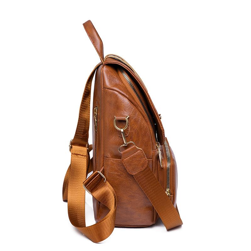 PU soft leather backpack women's new versatile large-capacity women's backpack retro anti-theft backpack