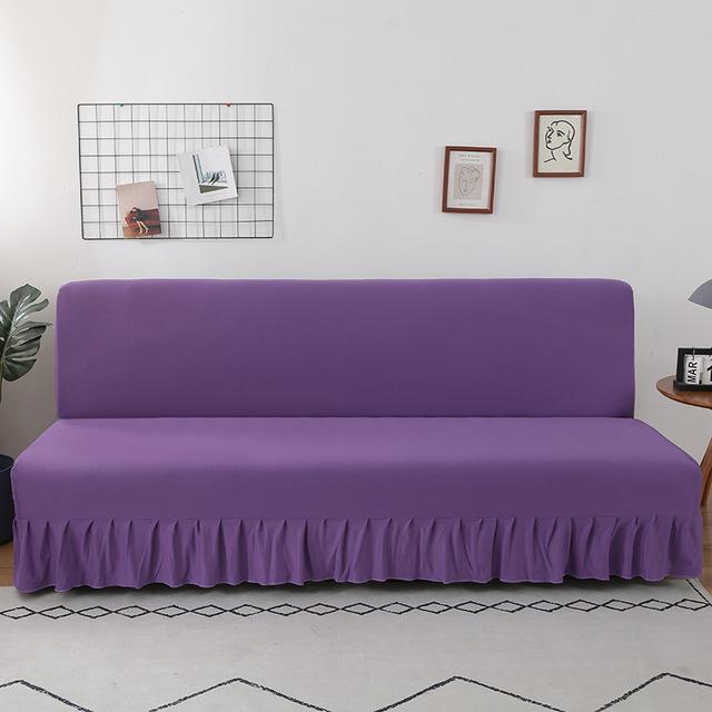 Solid Color Series Sofa Cover With Skirt Edge For Folding Sofa Cover Without Armrest All-inclusive Elastic Slipcover Protector