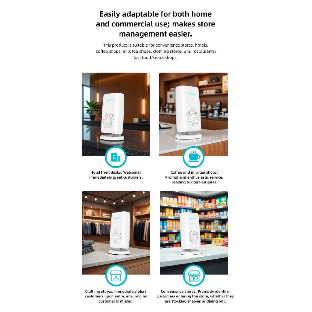 KERUI Motion Sensor Doorbell Door Chime for Business Store Door Visitor Entry Bell Detect Alarm Caregiver Reminder for Elderly