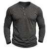 Mens Classic Style Henley Pullover Tops Raglan Long Sleeve Solid Color Daily Casual Wear Crew Neck Basic T Shirts