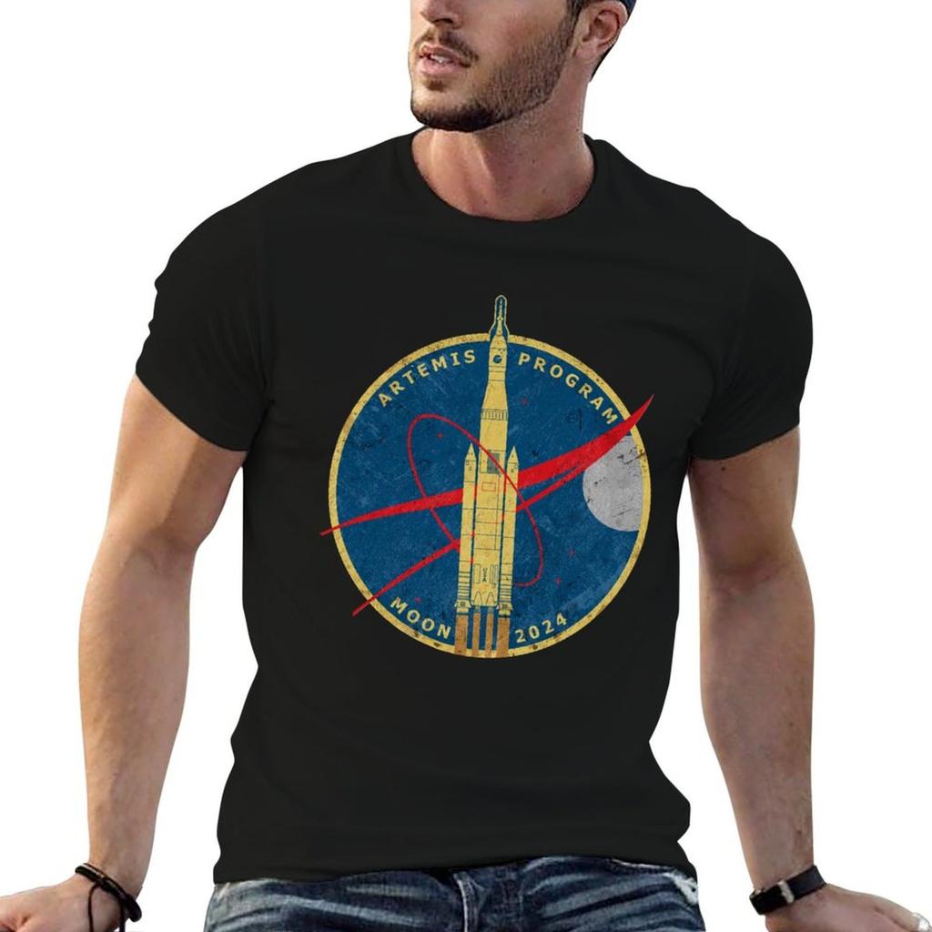 Artemis Program - Moon T-Shirt Basic Crew Neck Short Sleeve Top