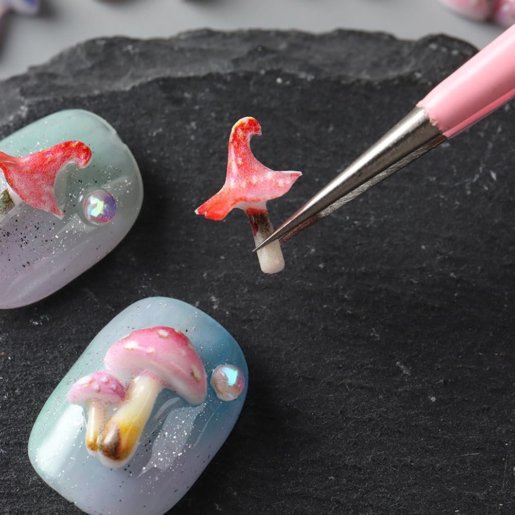 3D Cartoon Mushroom Nail Charms Set Cute Resin Nail Decor For Women Ideal For Diy Nail Art Party Everyday Manicure Decoration