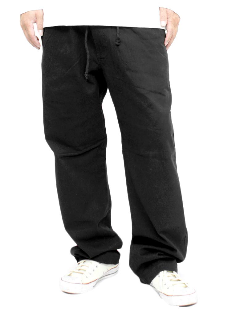 

One Colors DISCUS Men s Plus Size Loose Fit Chino Pants with Elastic Waist, Military Style, Relaxed Workwear, Size 3L, Black (49)