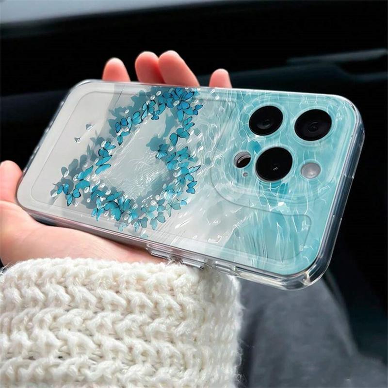 Sea Water Butterfly Ocean Turtle Phone Case For iPhone 17 16E 16 15 14 13 12 11 Pro Max XR XS 7 8 Plus Y2K Mini Clear Soft Cover
