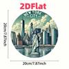 New York City Skyline Round Aluminum Tin Sign Wall Art Vintage Metal Decor