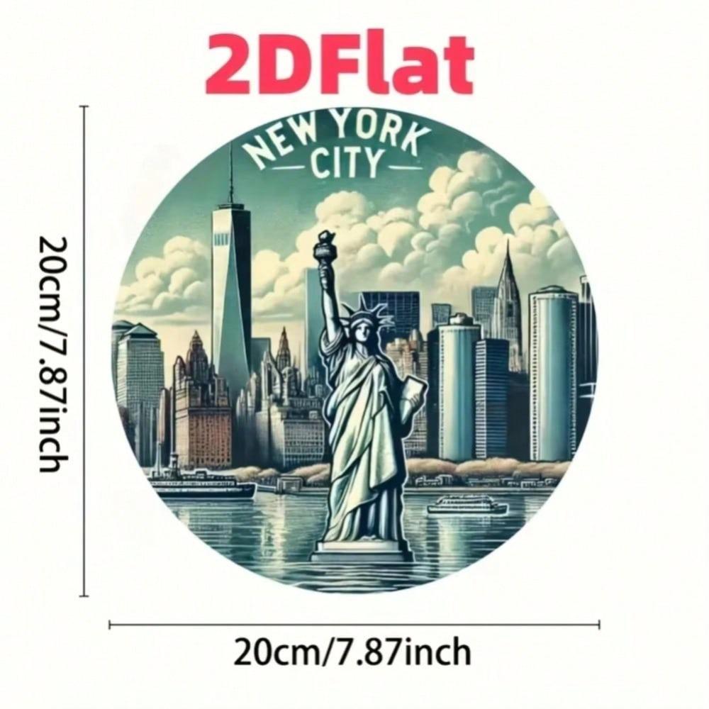 Круглая алюминиевая жестяная табличка с силуэтом города Нью-Йорка, настенное искусство, винтажный металлический декор 20x20
