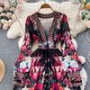 Palace Style Elegant Slim Looking Dress Printed Mesh