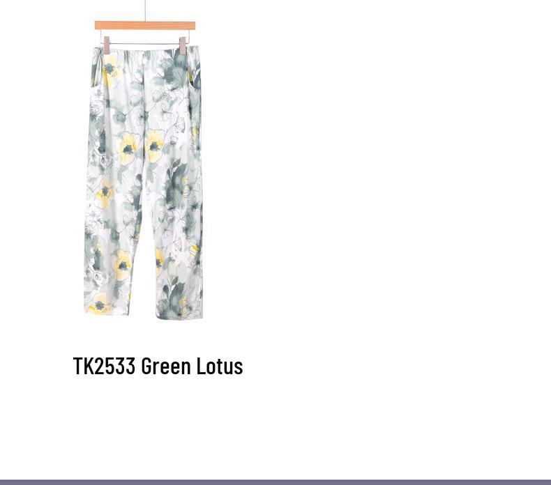 Women's Pure Cotton Knit Pajama Pants - Spring/Summer, Loose Fit, Plus Size, Elastic Waist, Mosquito-Proof