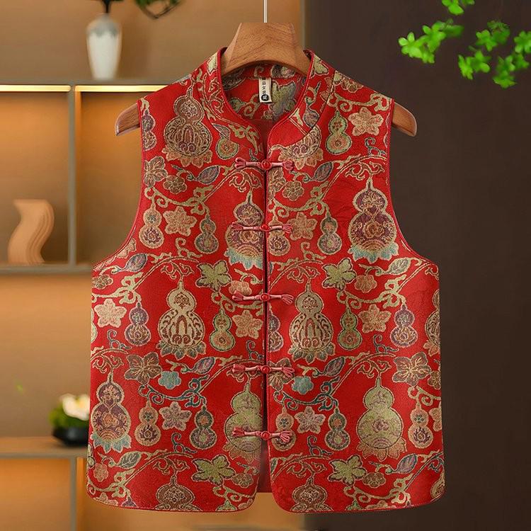 Elegant Early Spring Vest for Middle-aged and Elderly Women - 2026 New Chinese Style 2XL красный