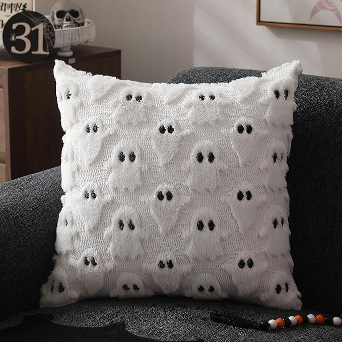 

1pc Living Room Sofa Halloween Ghost Pillow Cover Plush Cushion Fun Holiday Decoration Pillow Cover 45 * 45cm