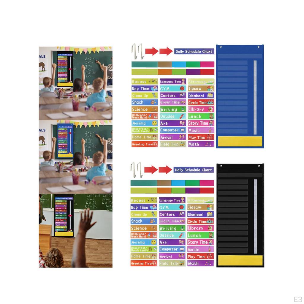 Daily Classroom Calendar Scheduling Pocket Chart with Schedule for Preschool