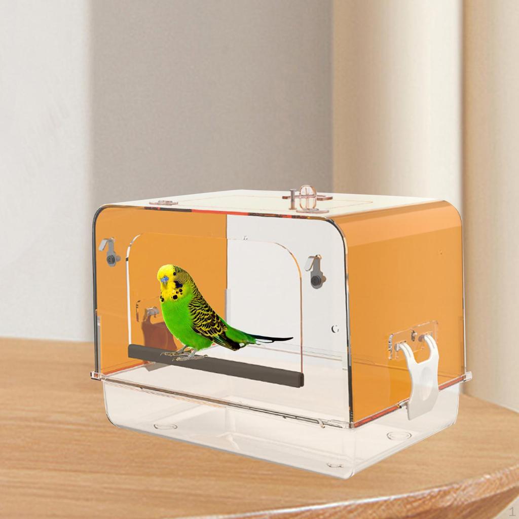 Acrylic Bird Bath for Parrots with Hooks Easy Setup