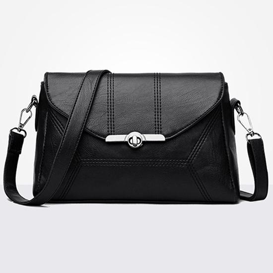 

2025 New Fashion Shoulder Bag Soft Leather Waterproof Messenger Bag Leisure Commuter Versatile Crossbody Bag чёрный