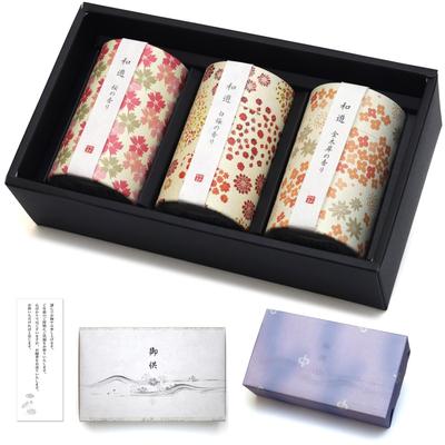 Sympathy Incense Gift [Cylindrical Wayu Incense, 3 Types, Sandalwood, with Inner Wrapping and Condolence Message] Made In Japan, Low Smoke, Gift-Givin