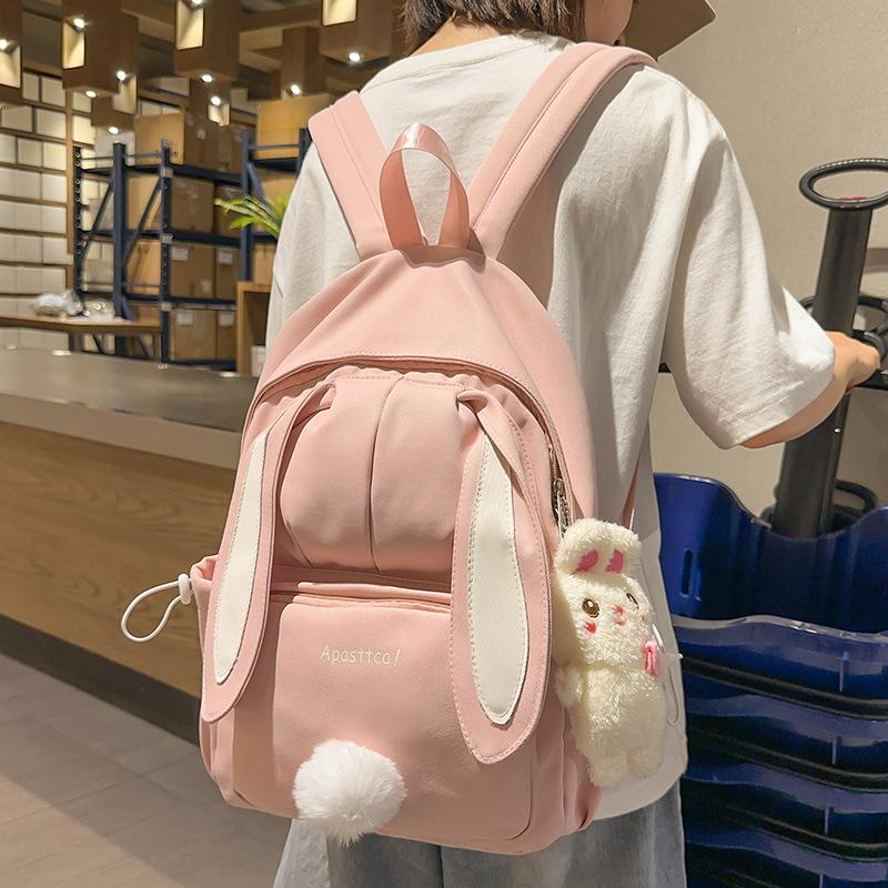 Children's schoolbag, elementary school students, junior high school girls, high value rabbit ears, high school backpack, fashion backpack