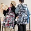 Large-capacity Schoolbag Men's Personalized Graffiti Japanese Casual Backpack Women's Fashion Brand Sports High School Students 'fashionable