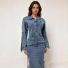 European and American Women's High Waist Unique Denim Maxi Dress