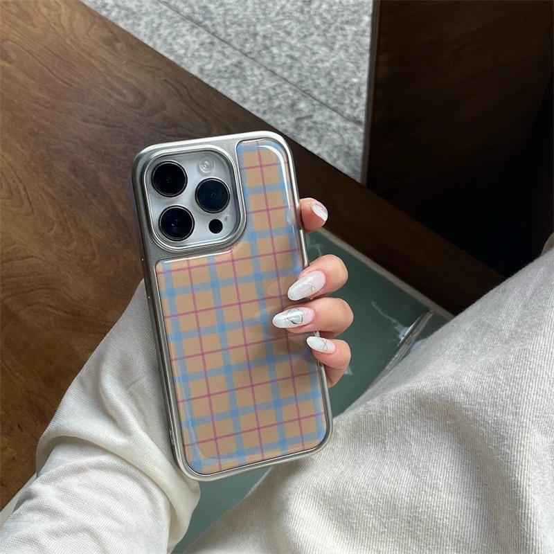 Korean gentle style pattern for Apple 17/16 mobile phone case iPhone 14 electroplating 13 water condensation 12 sweet 15