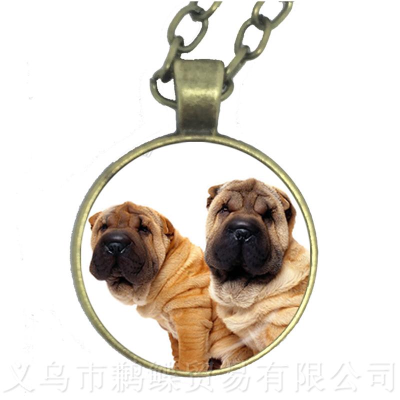 

Puppy Picture 25mm Round Glass Dome Necklace Animal Pattern Series Sweaterchain Dog Lover Creative Gift Handmade Fashion Pendant