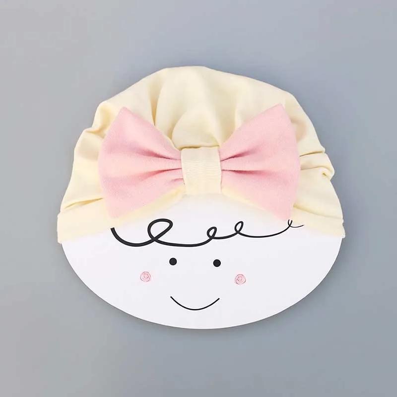 New Baby Solid Cotton Big Bow Hat Baby Kids Headbands Soft Multi Colors Warm Cat Turban Children Hair Accessories