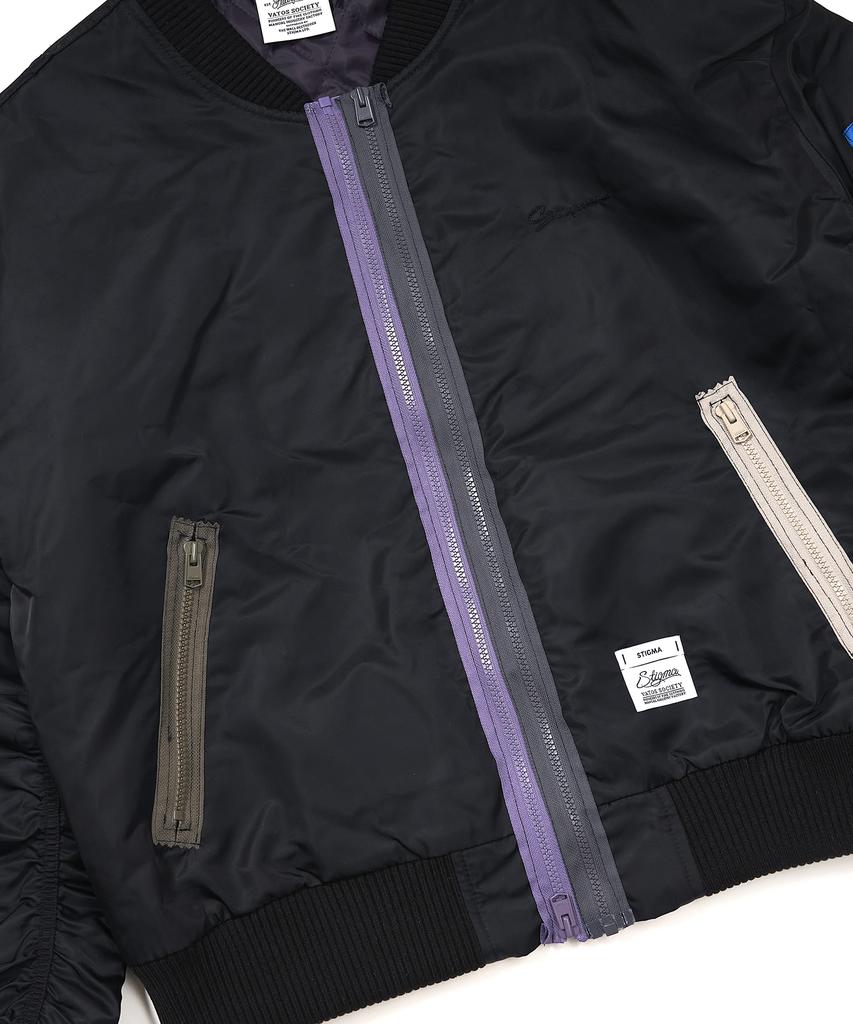 Stigma Zipper Oversized Ma-1 Jacket Black