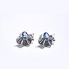 Won Astre The Queen Blue Sapphire Fan Bold Earrings [S,M,L,Xl]