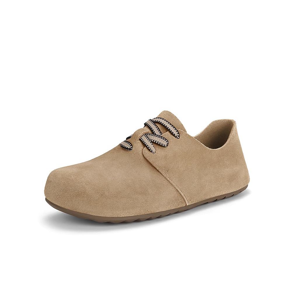 

Версия из коровьей кожи~ водонепроницаемые и грязеотталкивающие женские одинарные туфли на шнуровке с круглым носком, на повседневной платформе 35 хаки